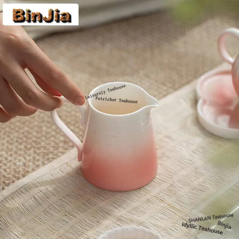 

170ml Handmade Gradient Watermelon Red Tea Pitcher Antique Sharing Pot Fair Cup Cha Hai Justice Cup for Tea Ornaments Supplies