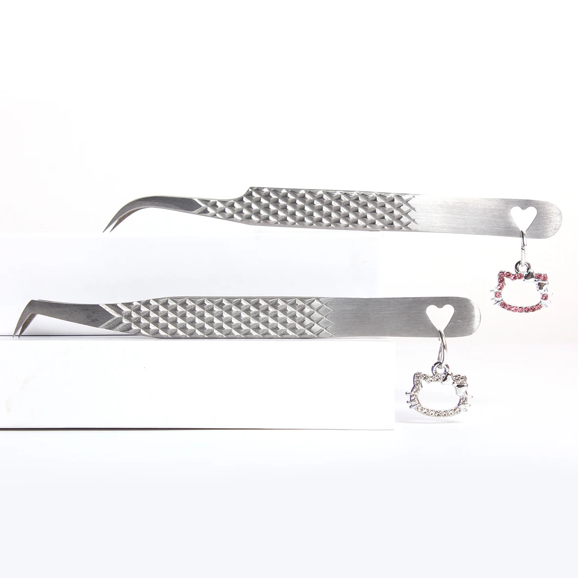 Professinal High quality silver elbow eye beauty tweezers Stainless Steel Lash Tweezer