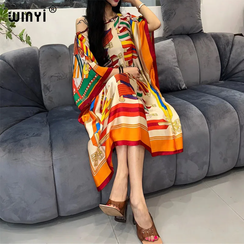 WINYI new high quality Africa Fashion Blogger Recommend fashion printed Kaftan Maxi dresses Loose Summer Beach Bohemian jacket