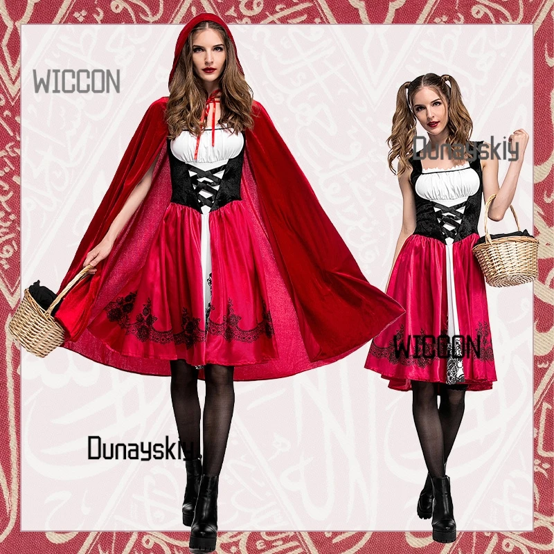 Cape rouge cosplay d'halloween, costume de demoiselle d'honneur Lolita, festival de bière sexy, costume de fête de spectacle sur scène de noël