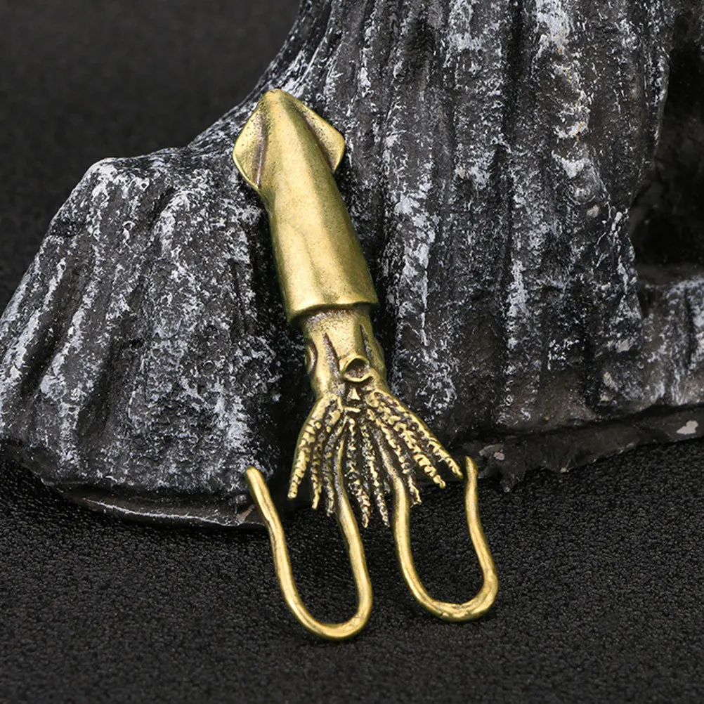 

Squid Decor Ornament Golden Brass Cuttlefish Figurine Statue Office Animal Figurines Home