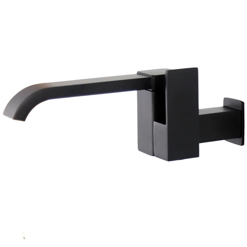 

2X Bathroom Basin Faucet Wall Mounted Cold Water Faucet Bathtub Waterfall Spout Vessel Sink Faucet Mop Pool Tap -Black