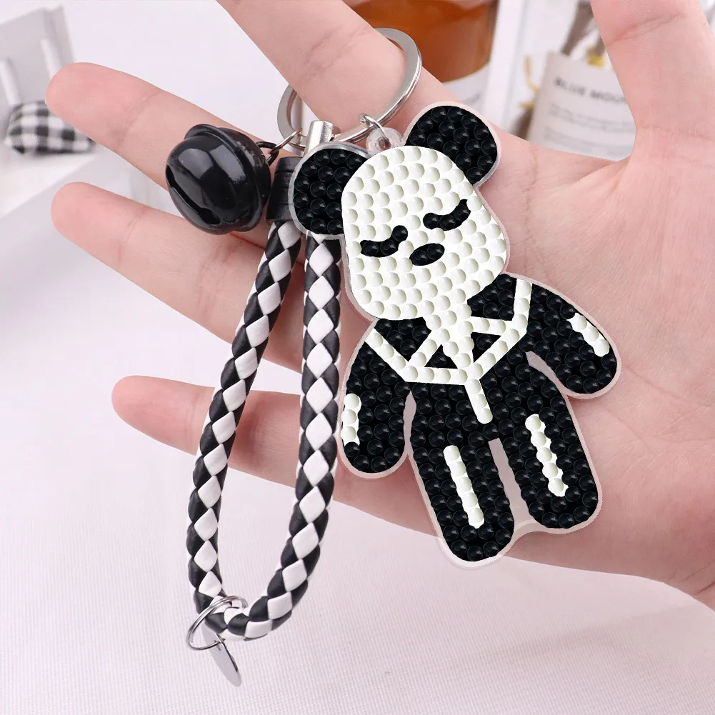 New Diamond Painting Violent Bears Acrylic Double-sided Point Drill Full Drill Keychain Pendant Handiwork Sticking Drill Pendant