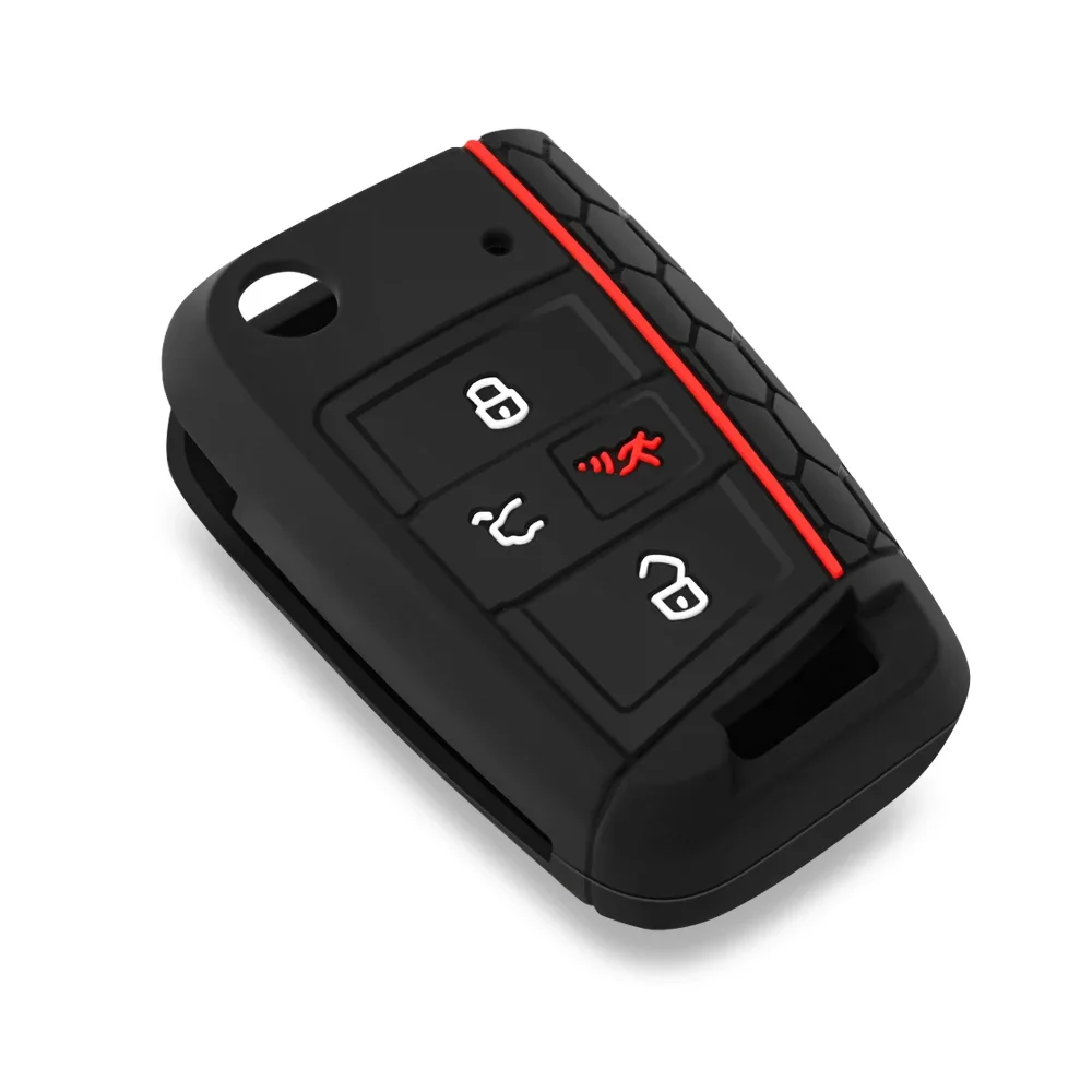 Silicone 4 Buttons Car Key Case For Volkswagen VW Golf 7 MK7 Tiguan MK2 For SEAT Ateca Leon FR 2 Ibiza For Skoda Octavia Fob