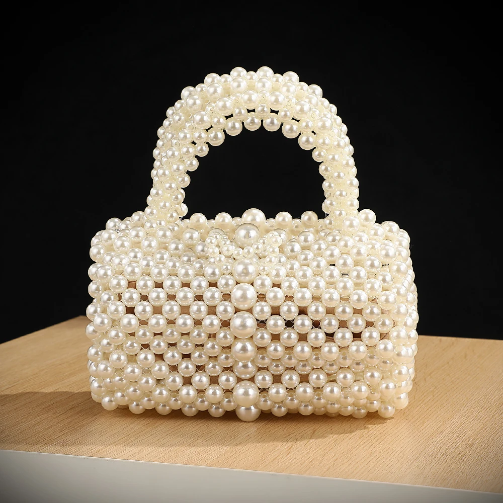 

Elegant evening dress bag beaded weaving stylish and versatile banquet and party handbag pearl storage bag for socialite out