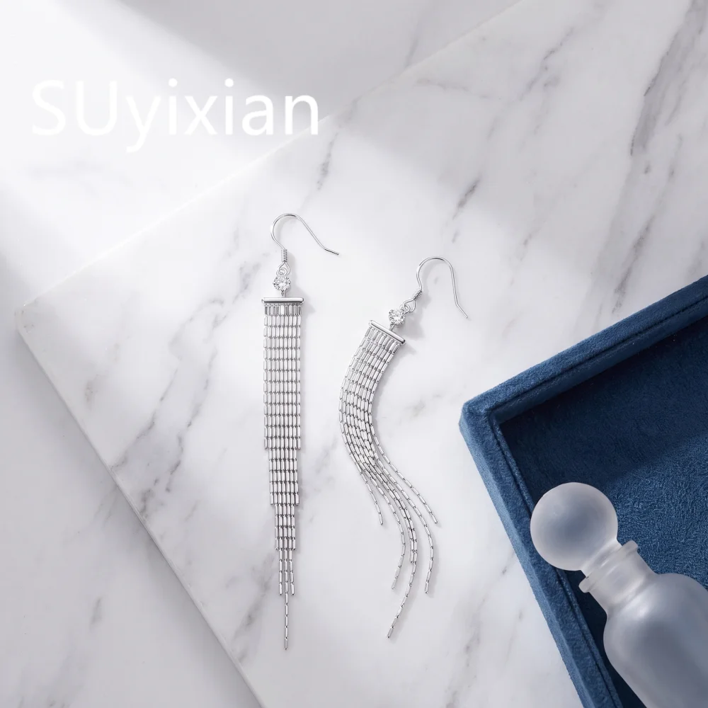 925 Sterling Silver Fashion Retro Smart Tassel Earrings Birthday Party Anniversary Gift Daily Wear