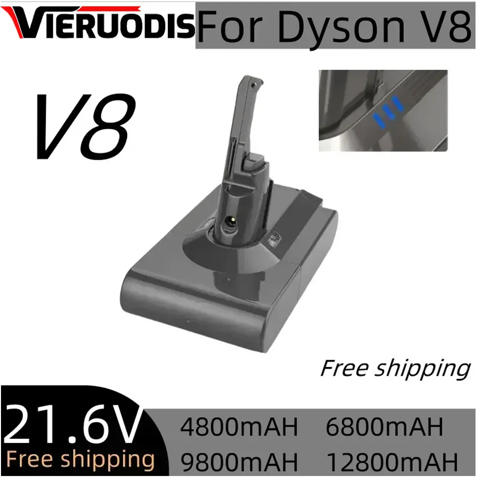 Nueva batería de repuesto de 21,6 V 9800/12800mAh para Dyson V8 Absolute /Fluffy/Animal Li-ion aspiradora batería recargable