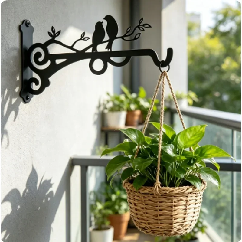 1PC Bird Shape Metal Wall Hook Flower Pot Support Hanging Bracket Potted Plant Holder Garden Balcony Indoor Outdoor Decor
