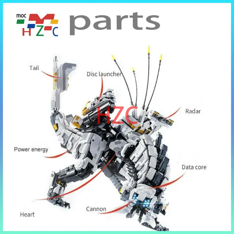 Moc Kids Toy Building Blocks Set Horizon Dawn Thunders Zero Giant Long Necked Mecha Beast Tooth Mechanical Monster Brick gift