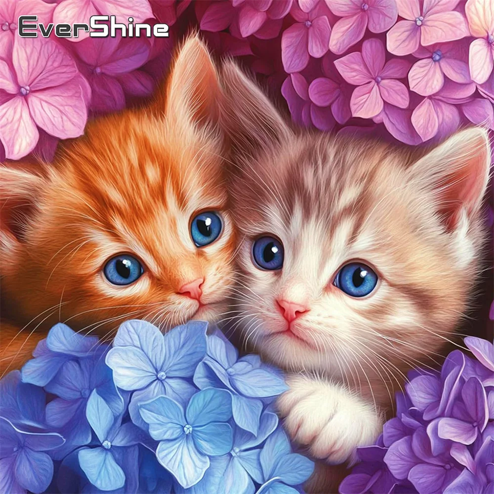 Evershine Diamant Stickerei Katze Voll Platz Malerei Tier Kreuz Stich Kit Mosaik Blume Neue Ankunft Handgemachtes Geschenk