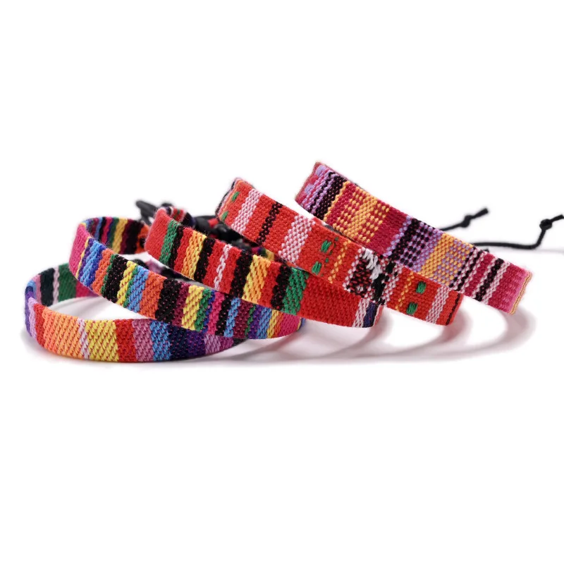 Meetvii Fashion Adjustable Durable Fabric Bracelets Trendy Handmade Bohemian Wide Couple Bracelets for Women Men Unisex Jewelry