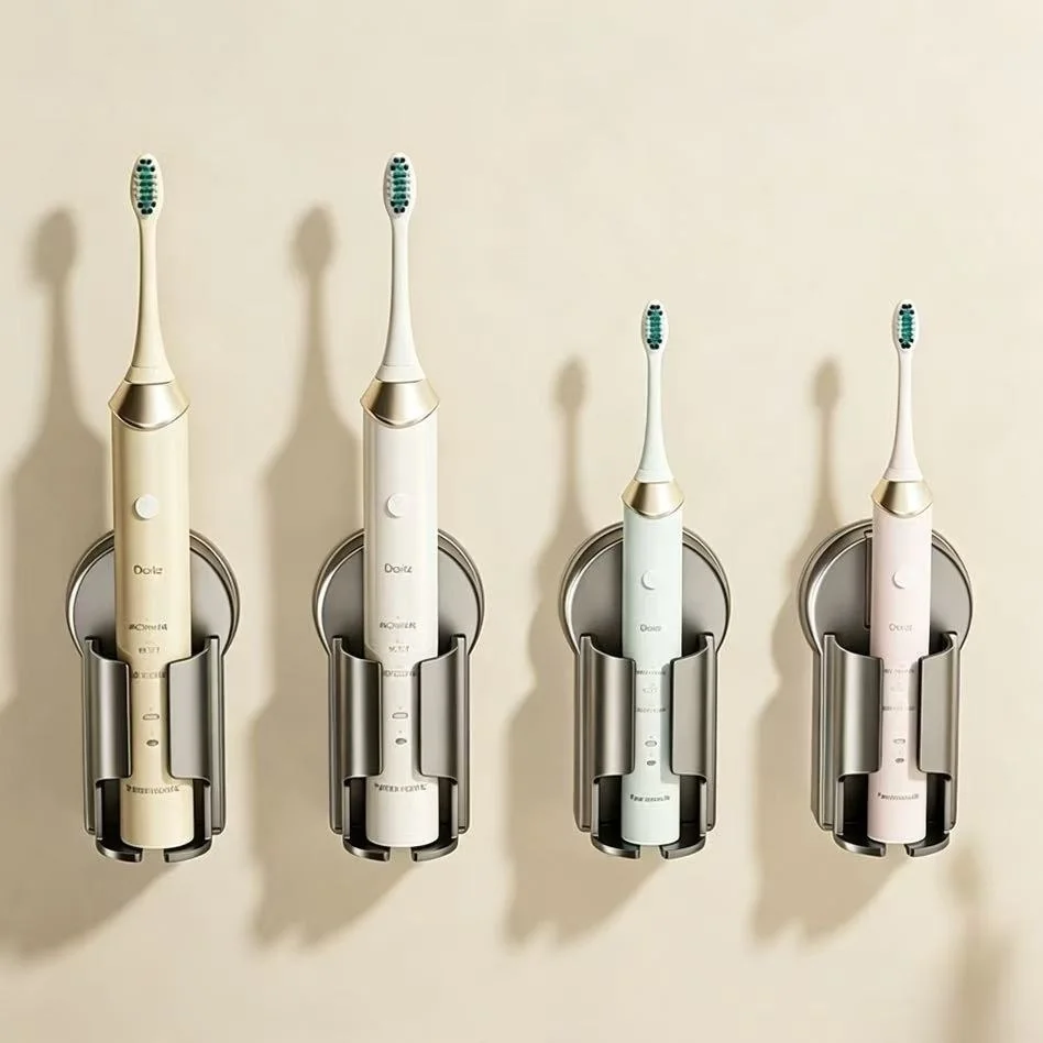 Removable Vacuum Suction Toothbrush Holder No Drilling Waterproof Bathroom Wall Storage Electric Toothpaste Organizer