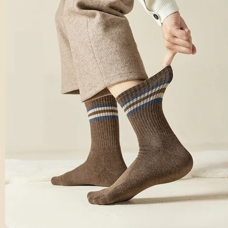 Hochwertige Herrensocken für Herbst und Winter, Verdickte Socken für Männer, Wärmesocken, Einfache Einfarbige Baumwollsocken für Männer, 5 Paar Neu – Detail 10