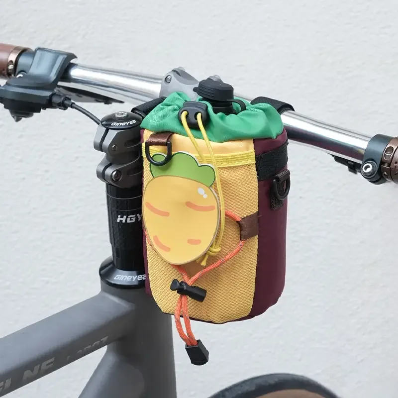 Cycling Front Bottle Pouch Bicycle Handlebar Bag Water Bottle Cage Drawstring Drink Cup Cage Cute Bicycle Bag Bicycle Bottle Bag