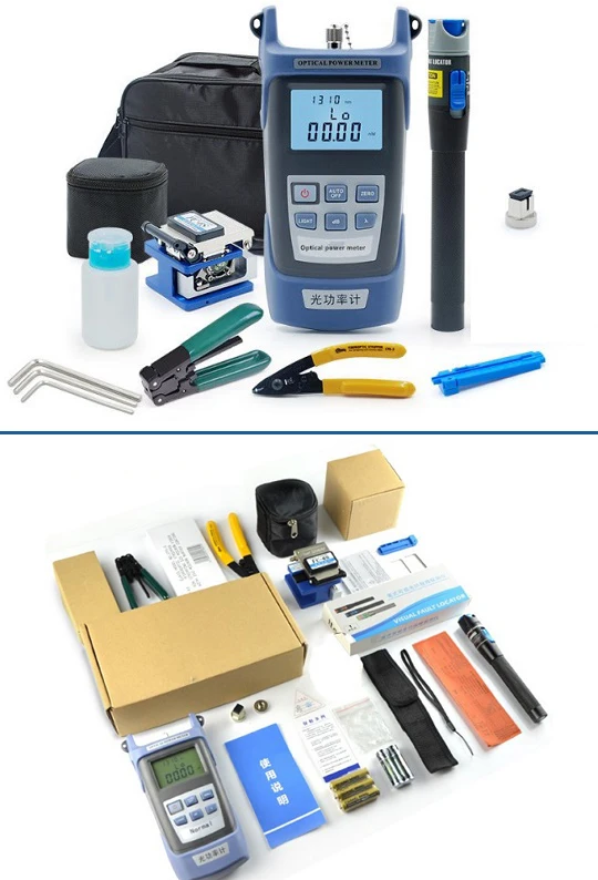 Deluxe Fiber Optic Fusion Splicing Tool Kit with Power Meter Finder Visual Fault Locator Optical Pliers for All Major Brands