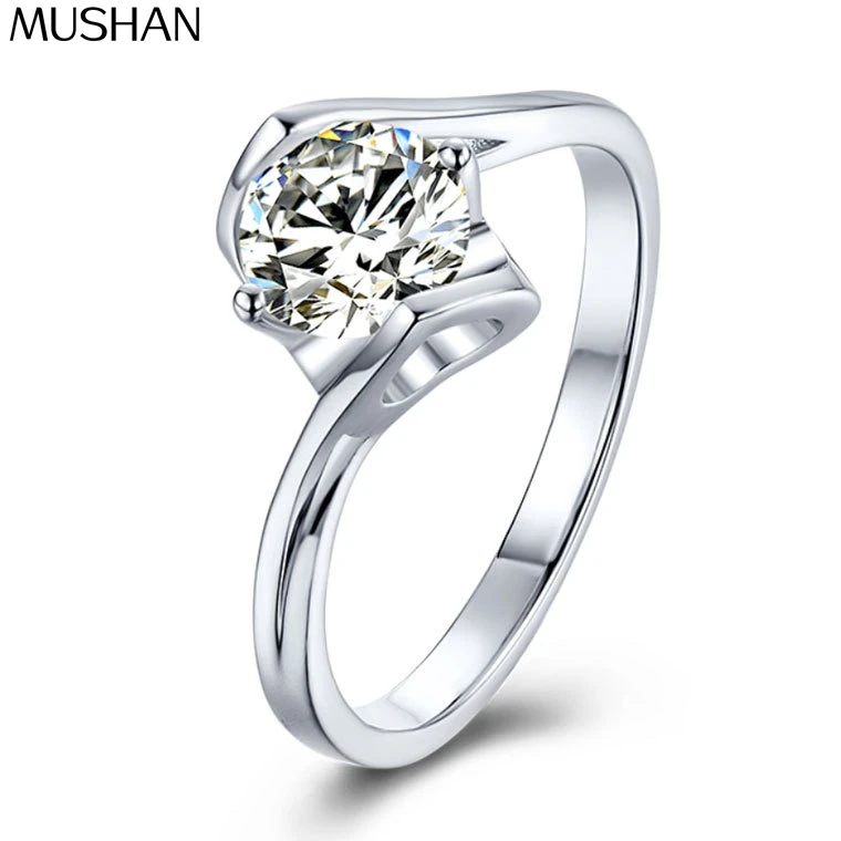 

MuShan Designer Jewelry 925 Sterling Silver Ring Brilliant Moissanite Bespoke Ring for Her 18K Gold Plated MST Patent Rings