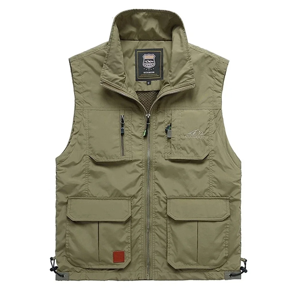 

New Summer Mesh Thin Multi Pocket Vest for Male Large Size Male Casual Sleeveless Jacket with Many Pockets Reporter Waistcoat