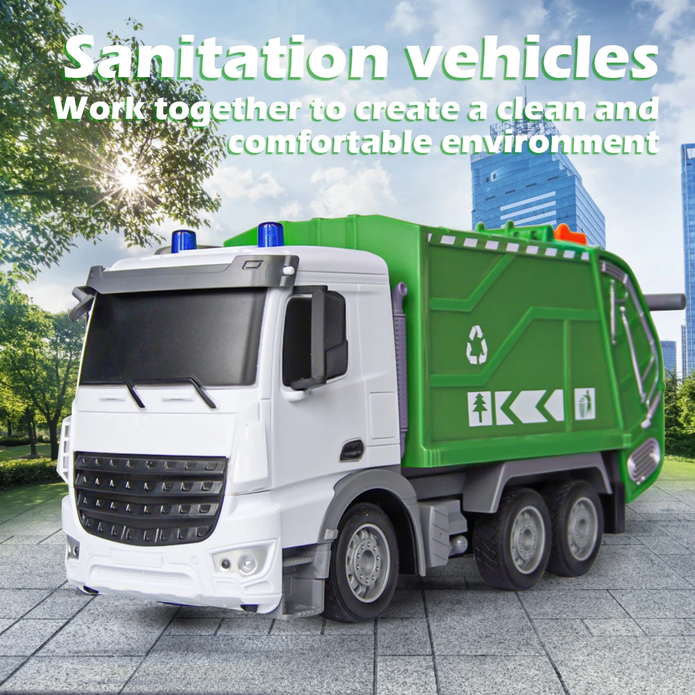 1:24 Scale Remote Control Garbage Truck - Heavy Duty  Tractor Durable Electric Engineering Vehicle Toy, Ideal Gift for Boys Kids