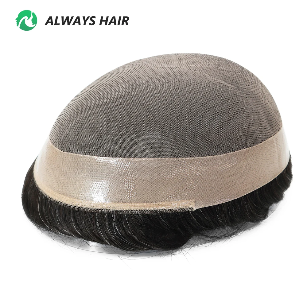 

Dura Mono - Excellent Men Capillary Prosthesis Hair Male Toupee 6 Indian Human Hair Durable Fine Mono Natural Men's Wig Dropship