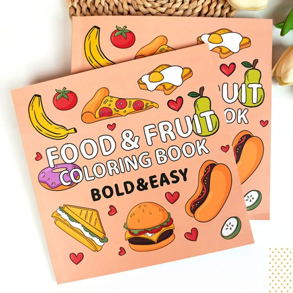 Mini Food Fruit Coloring Book Creative Educational Gouache Graffiti Book DIY Interesting Filling Color Book Children Drawing