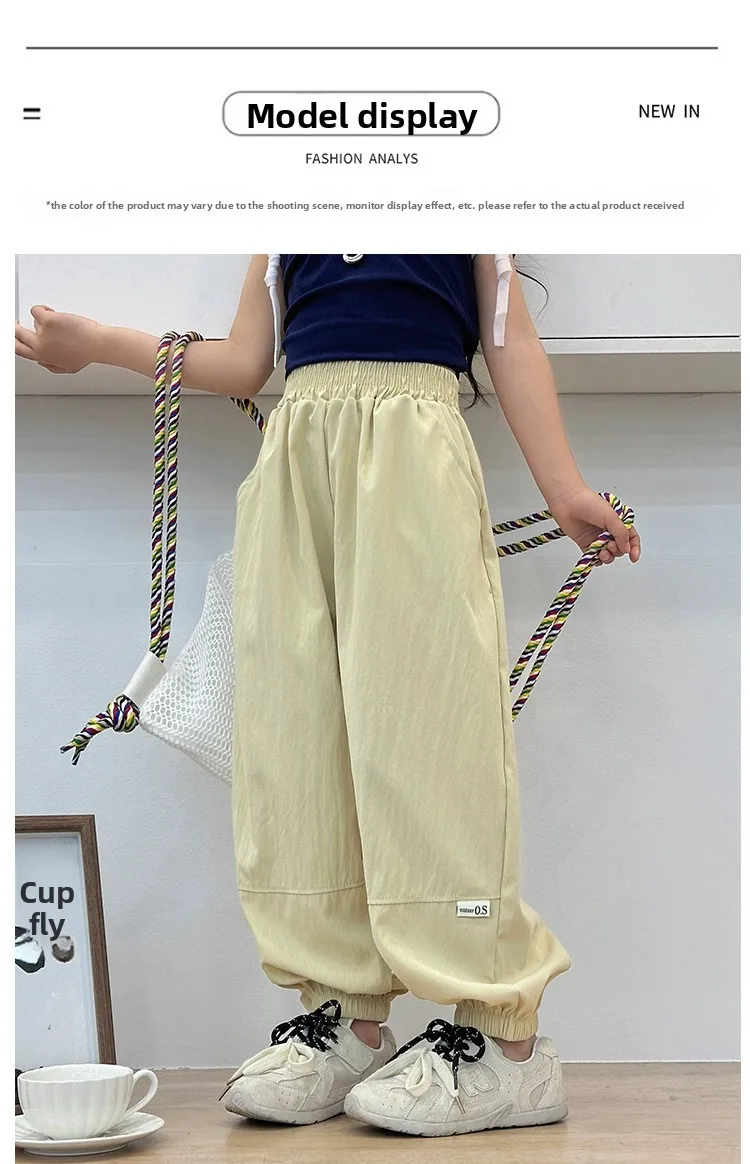 Teenager-Mädchen-Hosen, Sommer-Cargohosen mit Bändern für Mädchen, Jogginghosen, Kinderhosen, lässige, dünne Kinderkleidung für Mädchen von 2-6 Jahren – Detail 8