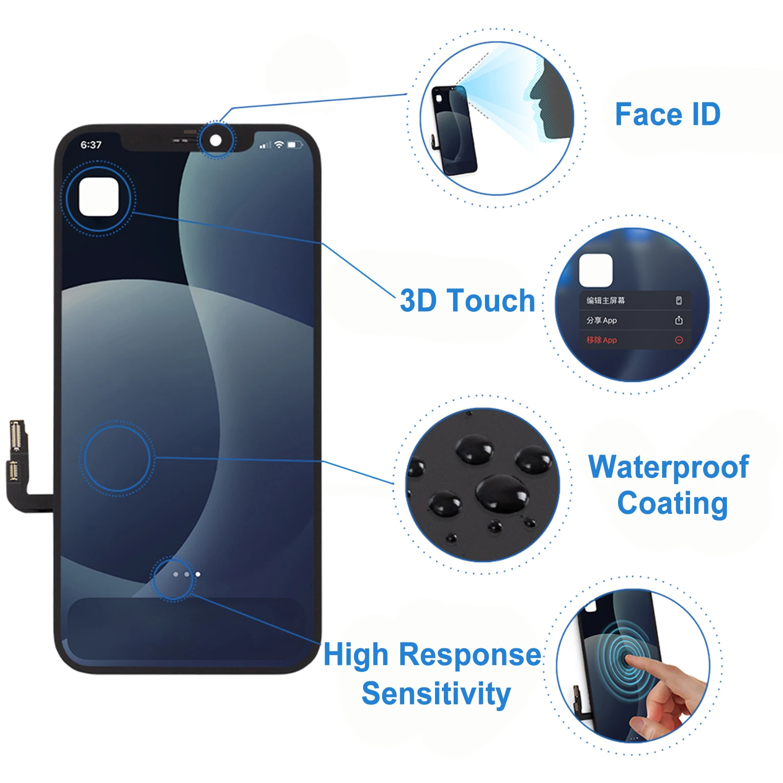 Test For iPhone 12 LCD Display Touch Screen Replacement Digitizer Assembly For iPhone 12 Screen Panel Support Face ID True Tone image 5