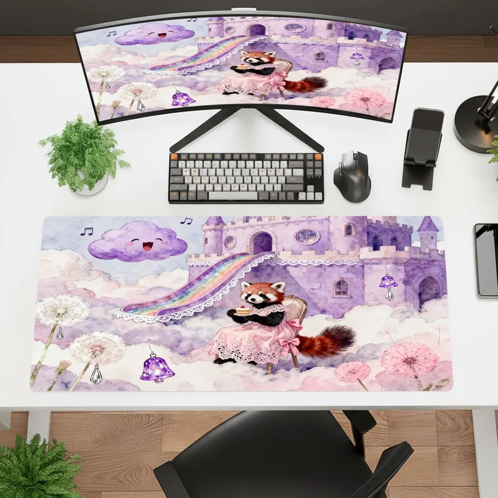 Cloud Castle Cute Raccoon Mouse Pad Ultra HD Desk Mat Thick Non-Slip Rubber Backing Washable Office Gaming Laptop Keyboard