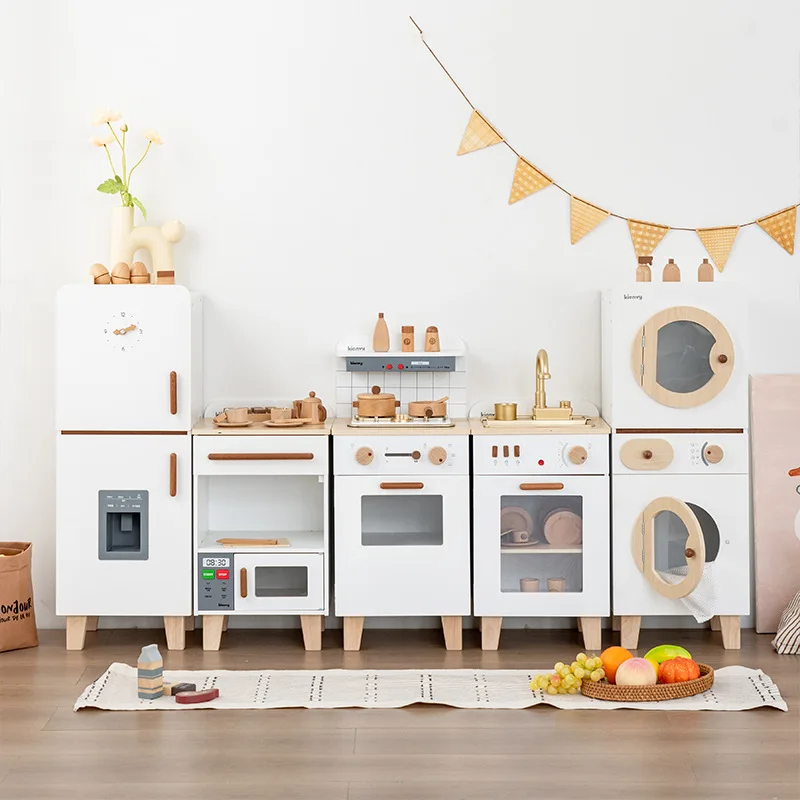 Children's Play House Kitchen Toys Wooden Sound and Light Water Cooking