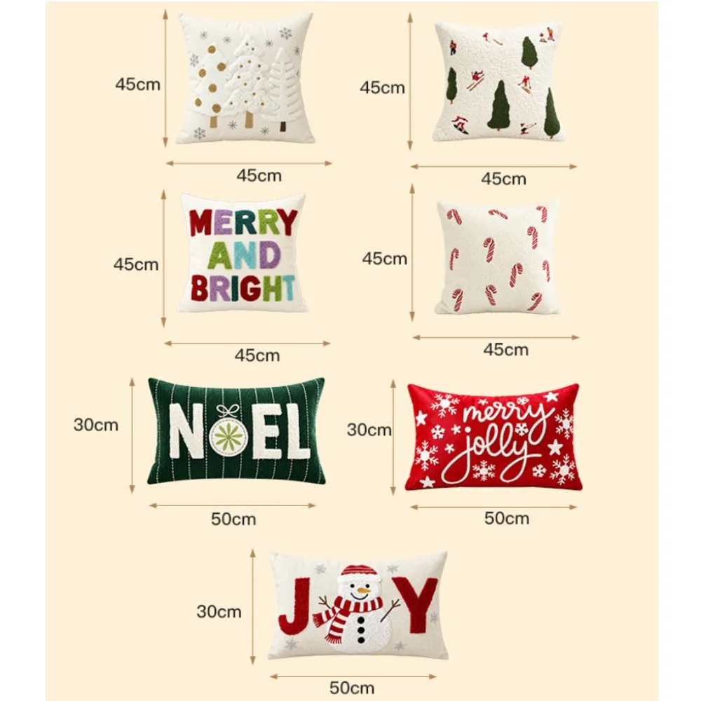 Soft Christmas Gift Decorative Cushion Cover 45x45cm 30x50cm Embroidered Pillowcase for Home Living Room Throw Pillow