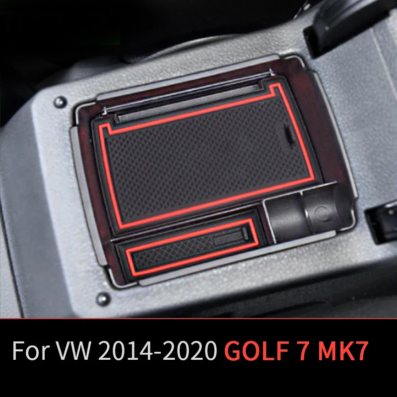 For VW Volkswagen Golf 7 MK7 R GTI Car Styling Storage and Organization of the Storage Box in the Center Console Armrest Box