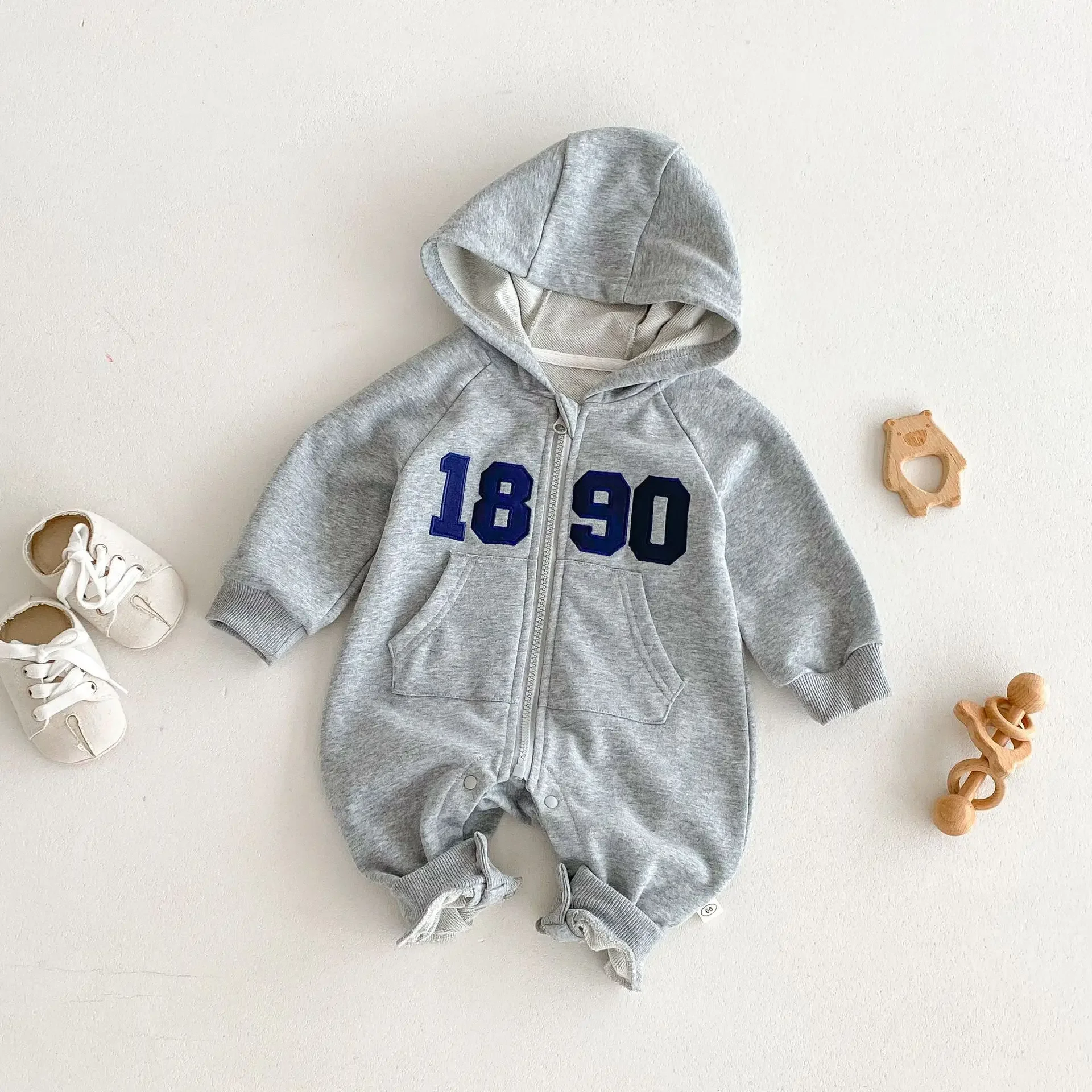 

Baby Clothing Cotton Soft and Comfortable Romper 2024 Spring Autumn New Casual Loose Baby Boys Handsome Hooded Romper