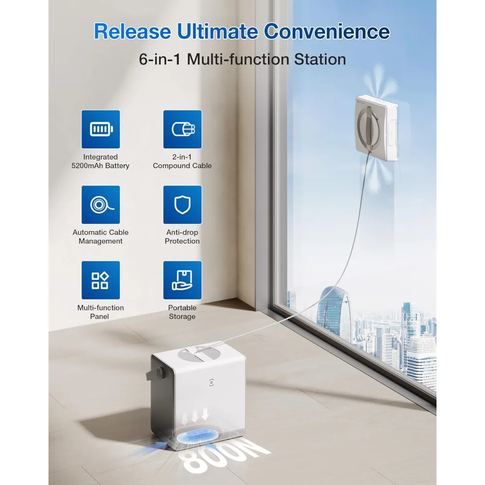 WINBOT W2 PRO Omni Portable Window Cleaning Robot with Multi-Functional Station, Charging While Working, Intelligent Cle image 6
