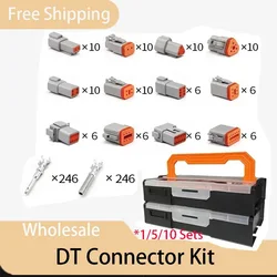 1/5/10 Sets Deutsch Type Connector Kit Waterproof Wire DT Series Connector set DT06-04 2/3/4 pin 6/8/12 pin Sealed Plug