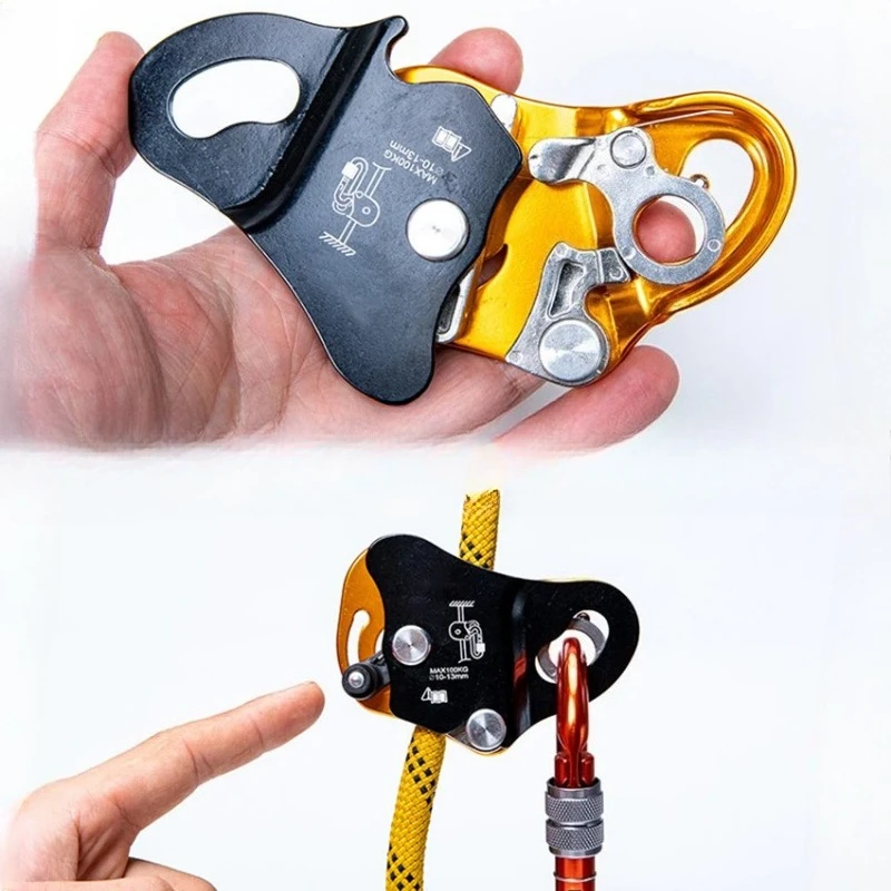 Rock Climb Ascending & Descending Safety Equipment, Ascender Removable Rope Gripper Automatic Lock Anti-Fall Protective Gear