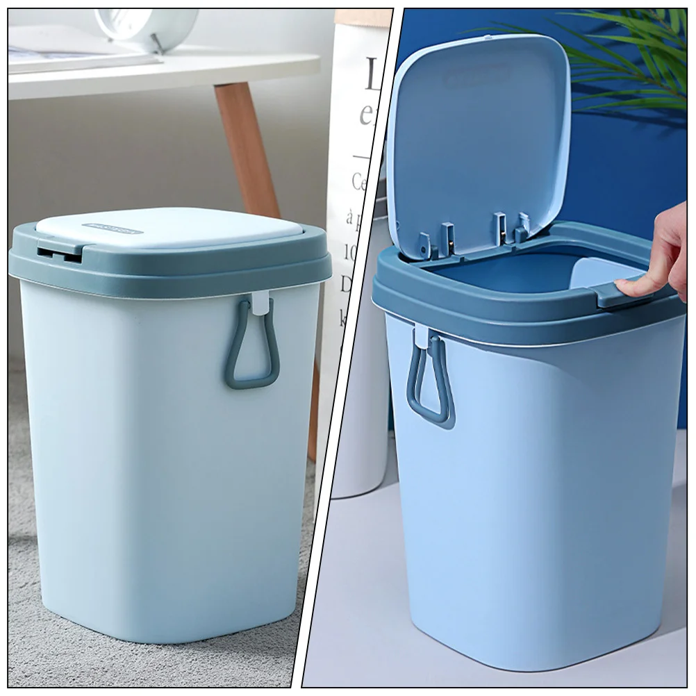 

Portable Plastic Press Trash Can Household Small Trash Bin with Lid for Bathroom Bedroom Kitchen Waste Container