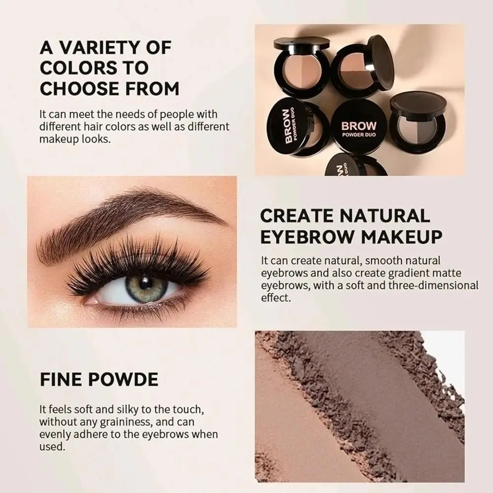 New Double Color Dual Shade Brow Powder Palette with Mirror Matte Matte Brow Powder Long-Lasting Eyebrow Powder Eyebrow Makeup