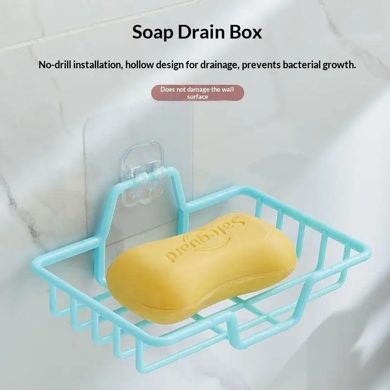 Wall Mounted Drainage Soap Holder Strong Suction Cup Bathroom Storage Rack Adhesive Drying Organizer For Shower Room