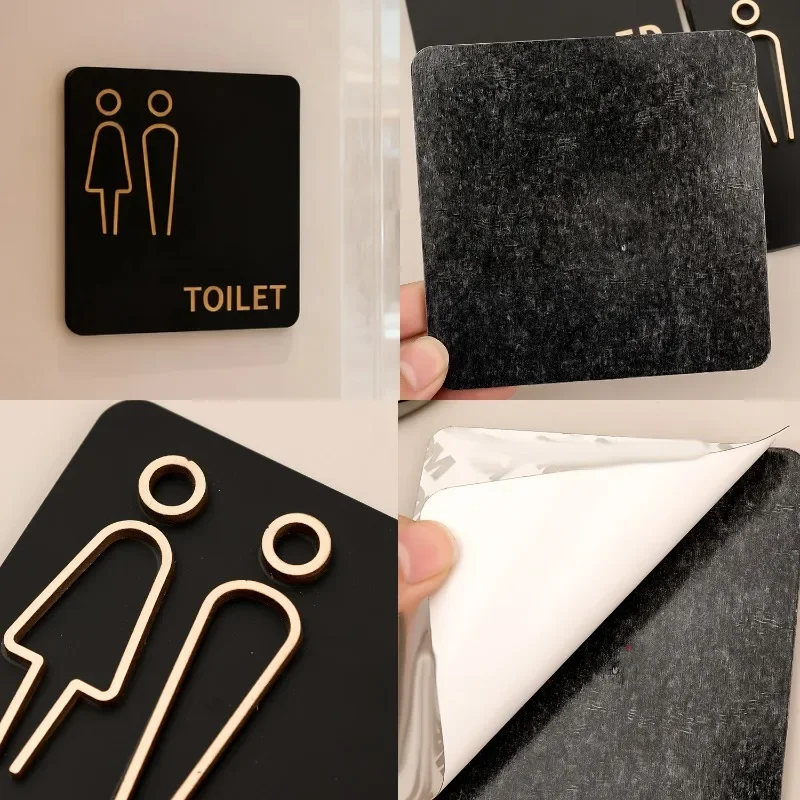 3D Acrylic Toilet Sign Women Men Disabled Bathroom Exit Door Plate for Office Cafe Shop Hotel Restaurant Toilet Creative Sticker, image 5