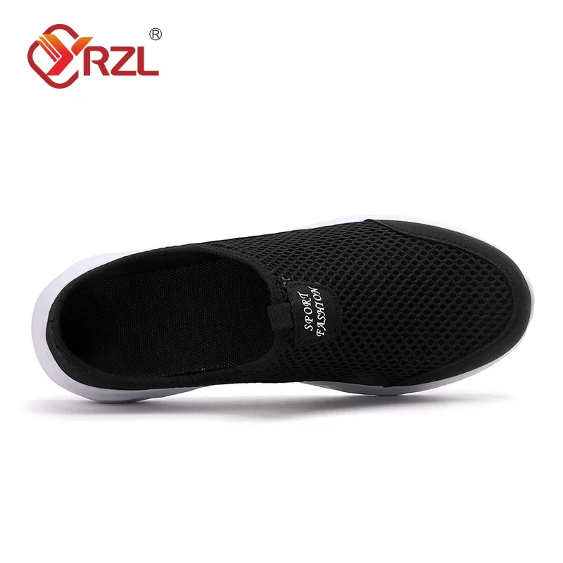 YRZL Mens Half Slippers Summer Breathable Mesh Mens Shoes Outdoor Casual Walking Shoes Large Flat Light Mesh Slippers Sandals