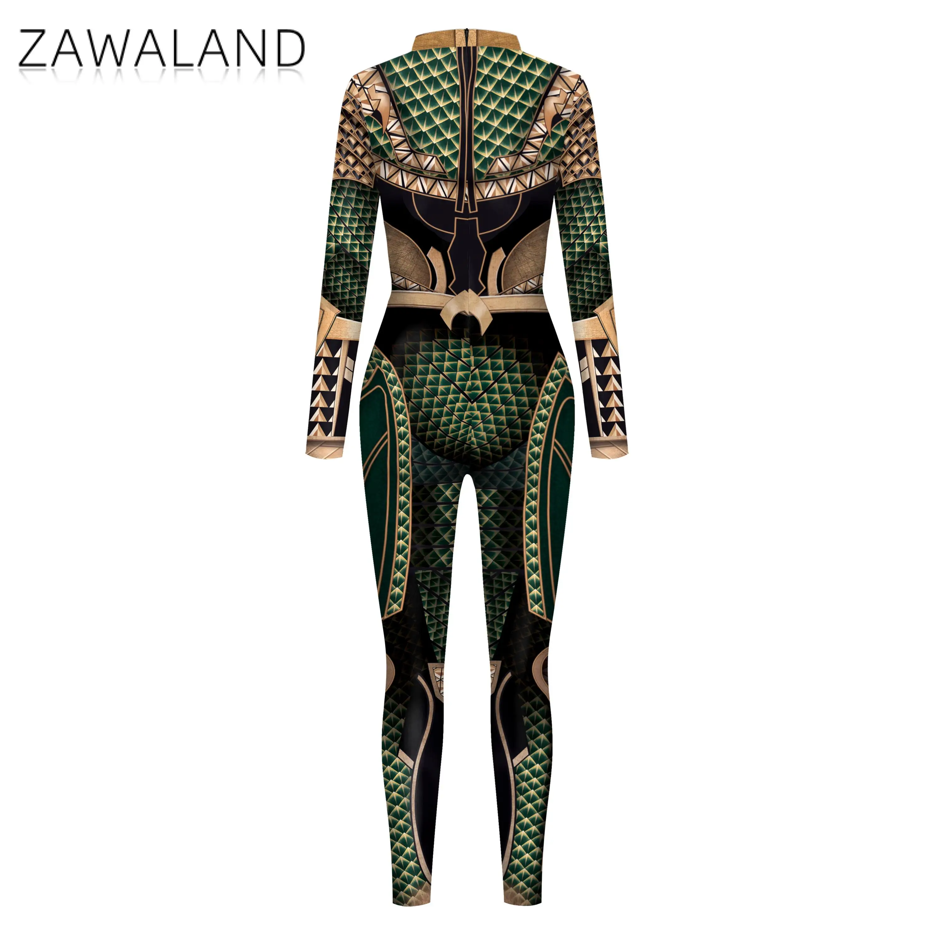 Zawaland-Mono de Cosplay de Halloween para hombre, mono Zentai con estampado 3D de película, Catsuit elástico de licra, ropa de manga completa