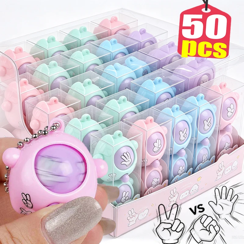 1/50pcs Creative Handheld Fair Duel Tool Keychains Stone Scissors Paper Parent Child Interaction Children's Reward Toys