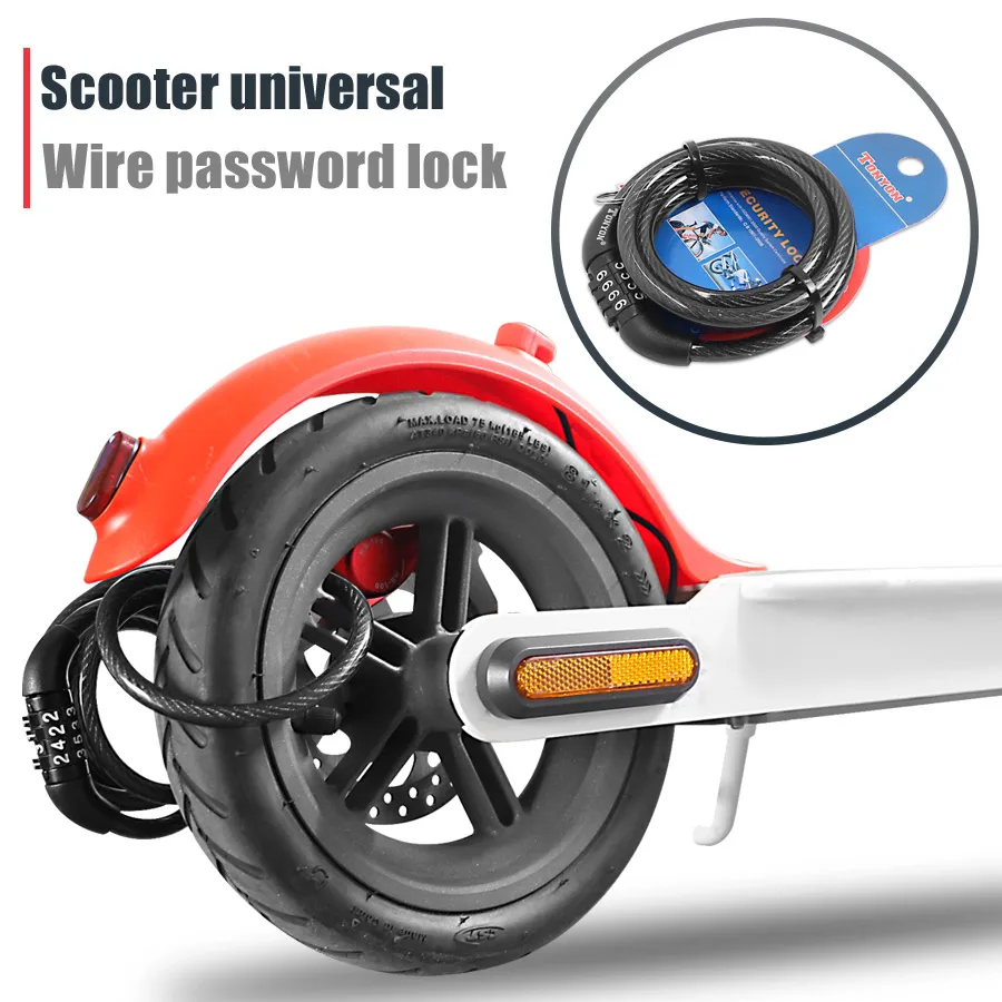 Electric Scooter Anti-theft Bike Lock for Ninebot ES1 ES2 ES3 ES4 Padlock Motorcycle 4 Password Chain Safety Combination Lock
