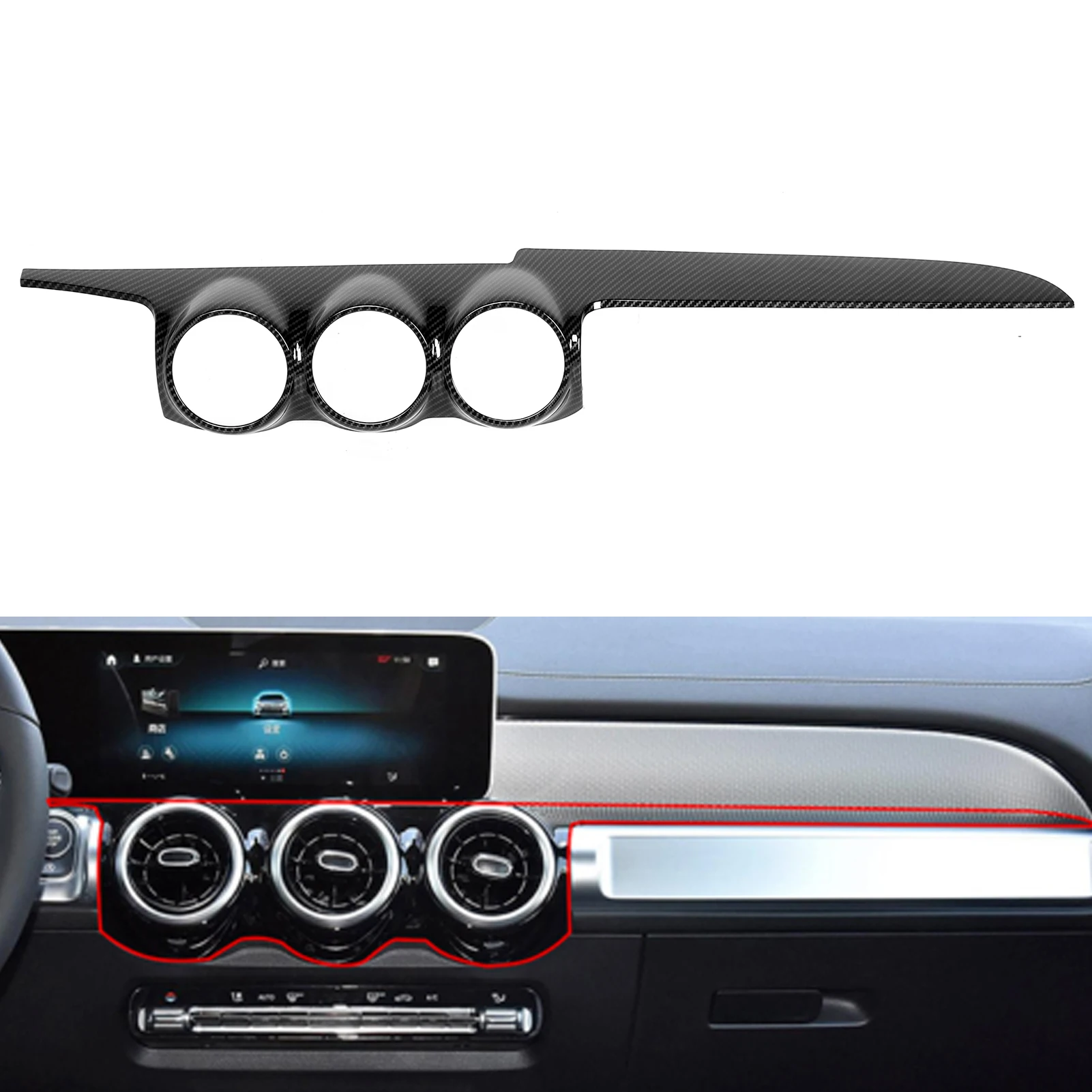 

Central Control Dashboard Air Vent Trim Cover Carbon Fiber Style Fit for Mercedes Benz GLB X247 Class 2019 2020