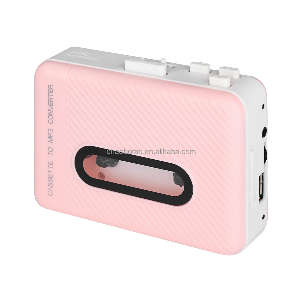 2026 Customization Portable Pink Stereo Cassette Player Tape Recording To USB Flash Music PlayerAuto Reverse Battery Powered