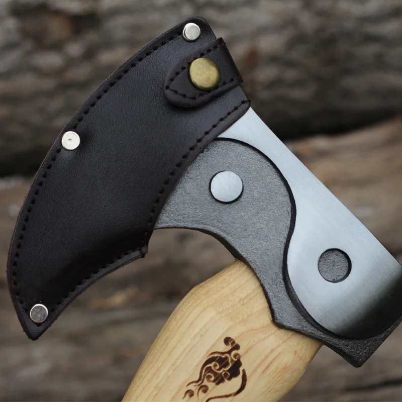 

Multi Functional Walnut Wood Forging Tai Chi Axe Outdoor Self-defense Tactics Small Hand EDC Axe Home Collection Play Axe