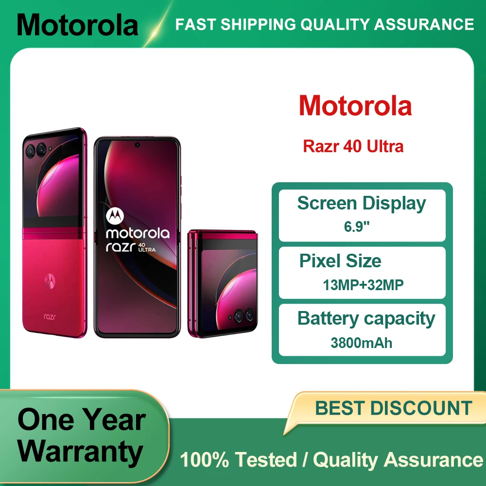 Смартфон Motorola Razr 40 Ultra 5G XT2321, процессор Qualcomm Snapdragon 8+ Gen 1, экран 6,9 дюйма, отпечаток пальца, Android 13, используемый телефон