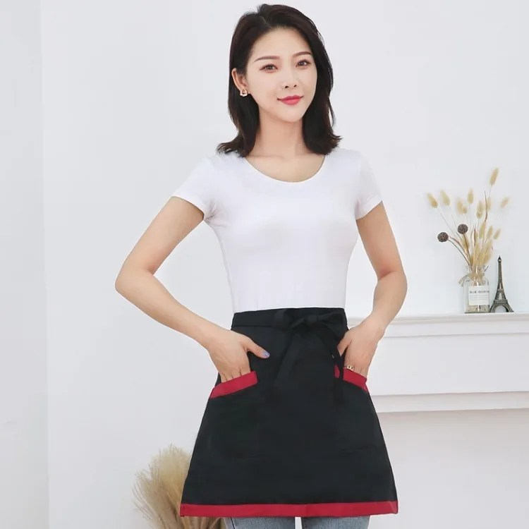 Stylish Half Waist Waiter Apron Coffee Shop Tea House Workwear Small Half-Body Apron Functional Pocket In Stock Custom logo