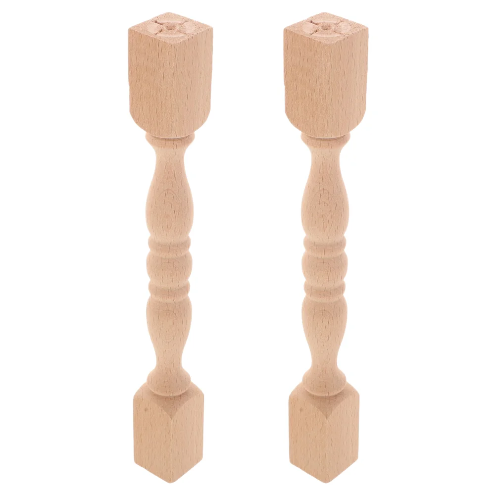 2 Pcs Yuanbaozhu Cabinet Wood Balusters Column Wooden Furniture Post for Stairs Decorative Spindles