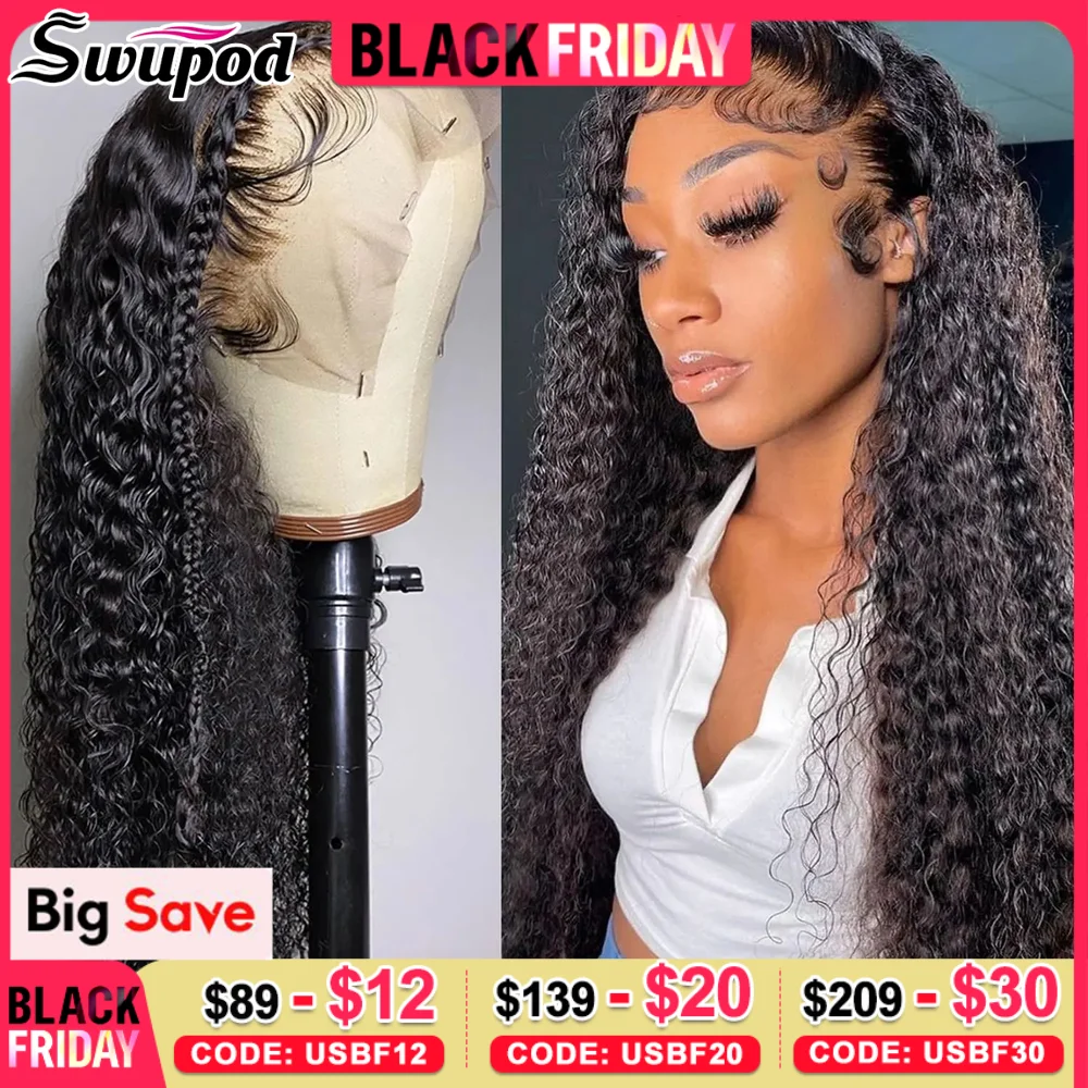 13x6 Hd Transparent Deep Wave Frontal Wig Curly Lace Front Human Hair Wigs For Women Wet And Wavy 4x4 Water Closure Wig