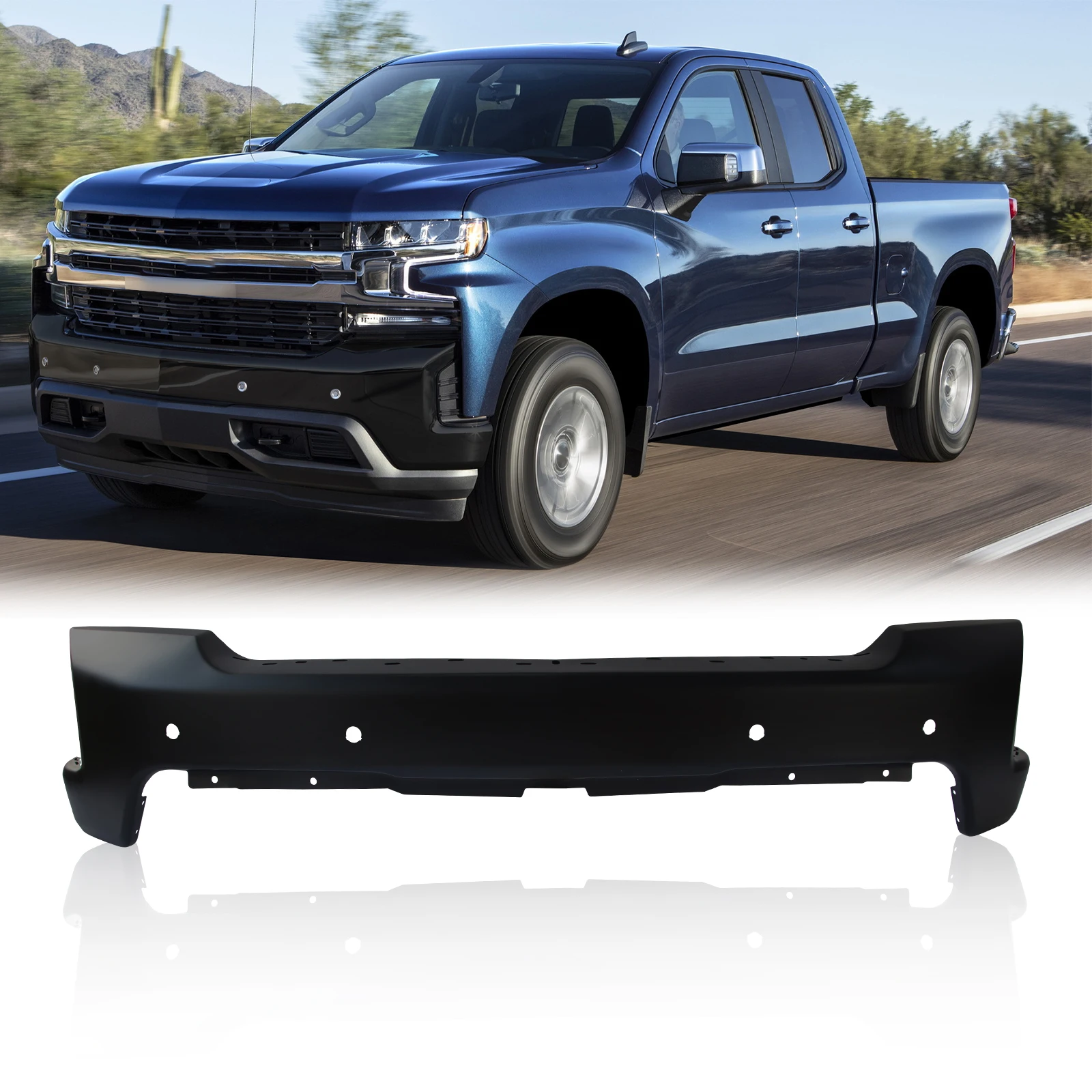 Primered Front Bumper Face Bar for 2019-2021 Chevy Silverado 1500 LT LTZ w/ Park